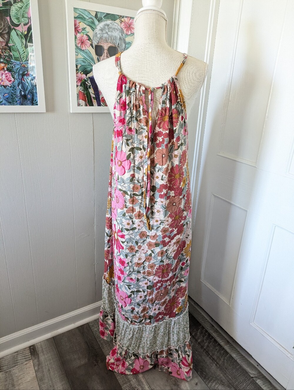 Gigio Floral Mixed Print Maxi Dress Boho Size Large Colorful Sleeveless * - Picture 8 of 8